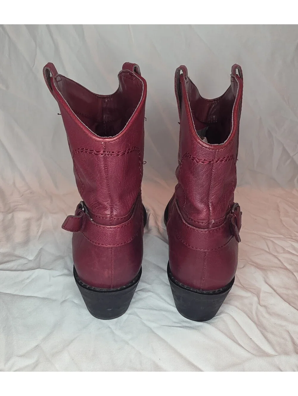 Franco Sarto Waco Red Leather Western Cowboy Ankle Boots Women’s Size 6M